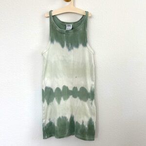 Green and White Tie-Dye Tank Top
